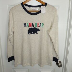 *NWT* Dearfoams MAMA BEAR Long Sleeve Pajama Top Sz XL Contrast Trim Cozy